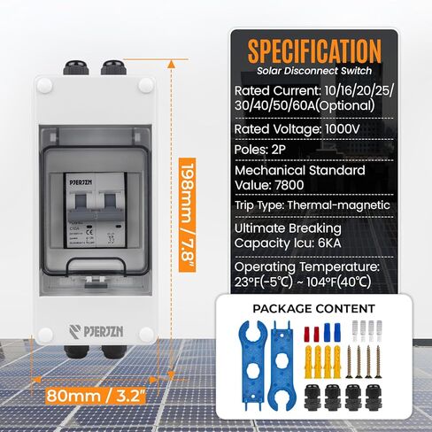 Solar Panels Disconnect Switch 50A 1000VDC PV Shut Off Switch Outdoor Circuit Breaker Box IP65 Waterproof UV-Proof in Kuwait