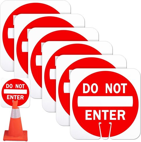 Geetery 6 Pcs Do Not Enter Cone Traffic Sign 12 x 12 Inches Warning Sign Red and White Double Sided for Street Road Barricade Outdoor Weather Resistant Construction in Saudi Arabia