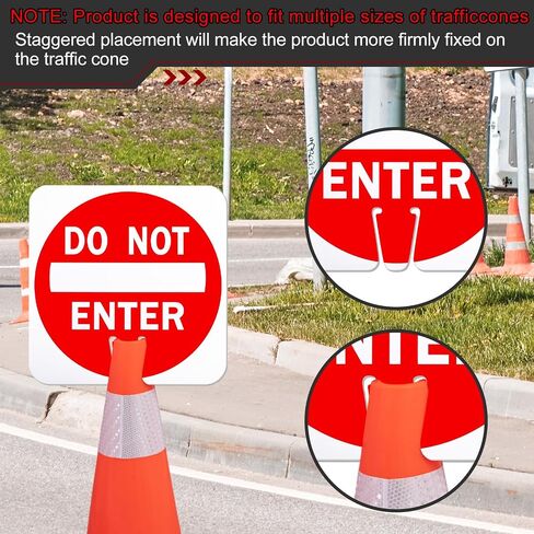 Geetery 6 Pcs Do Not Enter Cone Traffic Sign 12 x 12 Inches Warning Sign Red and White Double Sided for Street Road Barricade Outdoor Weather Resistant Construction in Saudi Arabia
