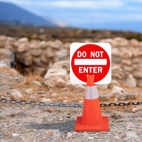 Geetery 6 Pcs Do Not Enter Cone Traffic Sign 12 x 12 Inches Warning Sign Red and White Double Sided for Street Road Barricade Outdoor Weather Resistant Construction in Saudi Arabia