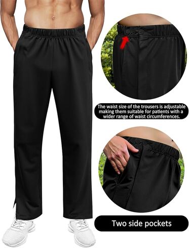 Men's Post Surgery Pants Open Bottom Easy Side Tear Away Pants for Men Sweatpants Loose Fit Post Surgery Pant with Pockets in Kuwait
