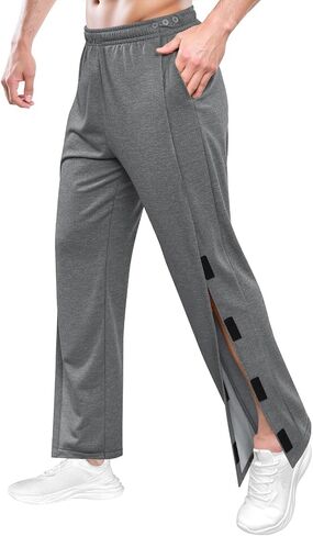Men's Post Surgery Pants Open Bottom Easy Side Tear Away Pants for Men Sweatpants Loose Fit Post Surgery Pant with Pockets in Saudi Arabia