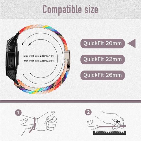 Nylon Braided Watch Band for Garmin Fenix 8 43mm/Fenix 7S Pro Solar/Fenix 7S/Fenix 6S/ Fenix 6S Pro/Descent Mk3S/Mk3Si, Secure Parachute-Style Buckle Strap for Garmin QuickFit 20 mm in Kuwait
