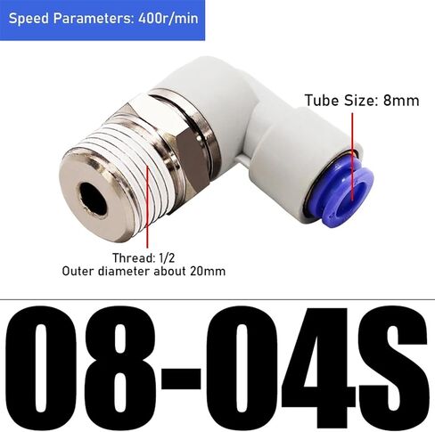 1PCS Pneumatic Fitting Right Angle Elbow High-Speed Rotary Hose Pipe Connector KSL06-M5/08-01S-02S(KSL10-04S) in Saudi Arabia
