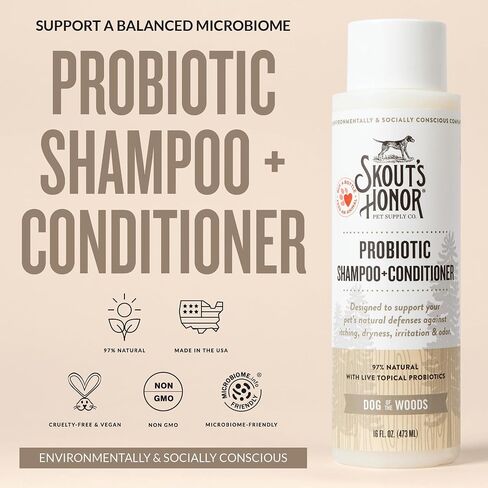 SKOUT'S HONOR: Probiotic Pet Shampoo & Conditioner - 2-in-1 with Avocado Oil - Cleans and Conditions Fur, Supports Pet’s Natural Defenses, PH-Balanced, Sulfate-Free - Lavender - 16 oz. in Saudi Arabia