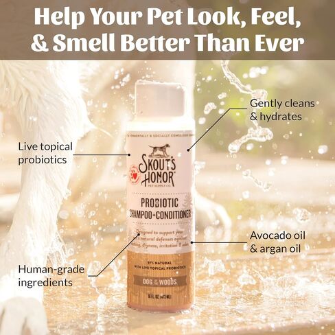 SKOUT'S HONOR: Probiotic Pet Shampoo & Conditioner - 2-in-1 with Avocado Oil - Cleans and Conditions Fur, Supports Pet’s Natural Defenses, PH-Balanced, Sulfate-Free - Lavender - 16 oz. in Saudi Arabia
