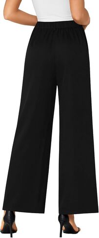 LYANER Women's High Waist Casual Wide Leg Long Palazzo Pants Button Down Loose Business Work Office Trousers with Pockets in Saudi Arabia