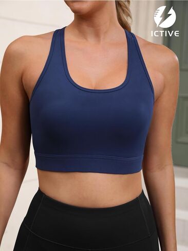 Fihapyli ICTIVE Sports Bras for Women Wirefree Padded Racerback Mesh Back Workout Yoga Running Bra﻿ in Kuwait