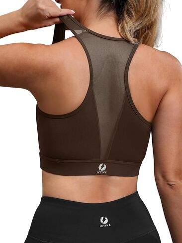 Fihapyli ICTIVE Sports Bras for Women Wirefree Padded Racerback Mesh Back Workout Yoga Running Bra﻿ in Kuwait