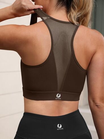 Fihapyli ICTIVE Sports Bras for Women Wirefree Padded Racerback Mesh Back Workout Yoga Running Bra﻿ in Kuwait