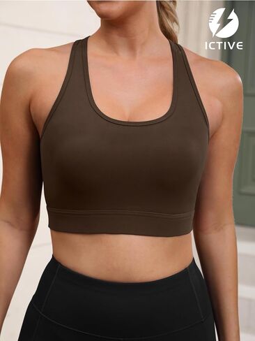 Fihapyli ICTIVE Sports Bras for Women Wirefree Padded Racerback Mesh Back Workout Yoga Running Bra﻿ in Kuwait