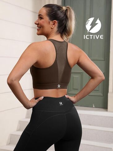 Fihapyli ICTIVE Sports Bras for Women Wirefree Padded Racerback Mesh Back Workout Yoga Running Bra﻿ in Kuwait
