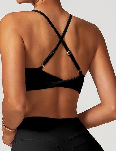 Aeezo Womens Sexy v Neck Sports Bra Bra Criss Cross Back Back Straps Admable Pitness Tops Basic Tops Wireless Camisole in Kuwait