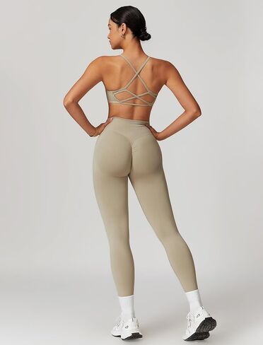 Pilates workout sets for women, Cross Back Sports Bra and High waist arm lift Leggings Running sets for women in Saudi Arabia