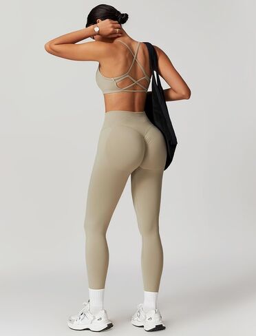 Pilates workout sets for women, Cross Back Sports Bra and High waist arm lift Leggings Running sets for women in Saudi Arabia