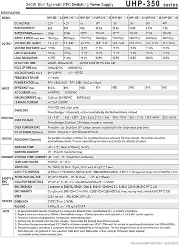 UHP-350-3.3 UHP-350-5 UHP-350-12 UHP-350-15 UHP-350-24 UHP-350-36 UHP-350-48 UHP-35-55 Switching Power Supply 4.2V(UHP-350-12) in Kuwait