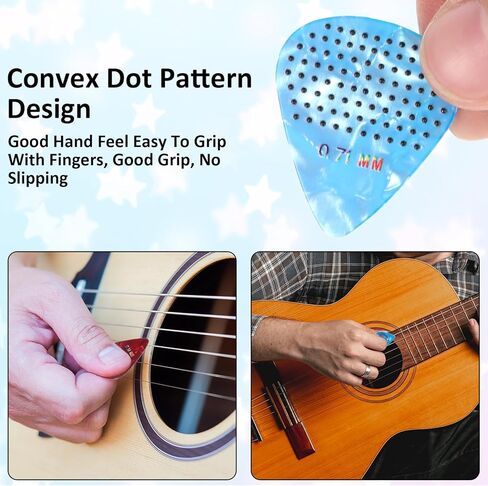 24 Pack Non-slip Guitar Picks, 0.46 0.71 0.96mm Thin Medium Heavy Thickness Variety Colorful Celluloid Plectrums with Picks Holder and Organizer Storage Case for Electric Acoustic Bass Ukulele in Saudi Arabia