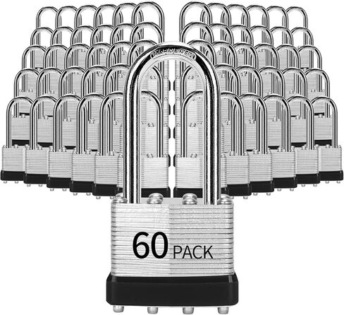 Padlocks Keyed Alike, Pack of 6, Laminated Steel Keyed Lock (1-9/16", 40mm), Padlocks with Same Key, Long Shackle, for Toolbox, Locker & StorageUnit or More in Kuwait