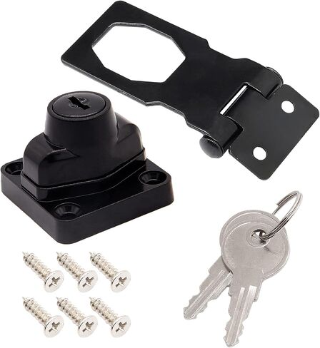 4 أجهزة كمبيوتر مفاتيح Hasp Locks 2.5 بوصة تويست مقبض القفل Hasp ، ومزالج Hasp السلامة المعدنية مختلطة للأبواب الصغيرة ، الخزانات (أسود) in Kuwait
