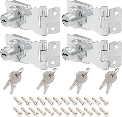 4 أجهزة كمبيوتر مفاتيح Hasp Locks 2.5 بوصة تويست مقبض القفل Hasp ، ومزالج Hasp السلامة المعدنية مختلطة للأبواب الصغيرة ، الخزانات (أسود) in Kuwait