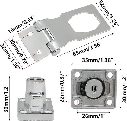 4 أجهزة كمبيوتر مفاتيح Hasp Locks 2.5 بوصة تويست مقبض القفل Hasp ، ومزالج Hasp السلامة المعدنية مختلطة للأبواب الصغيرة ، الخزانات (أسود) in Kuwait