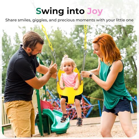 DECORLIFE Toddler Swing, Baby Swing Outdoor –High Back Full Bucket Swing Set, 330lb Capacity, Safety Design, Plastic-Coated Chains and Quick-Snap Carabiners for Backyard, Playground in Kuwait