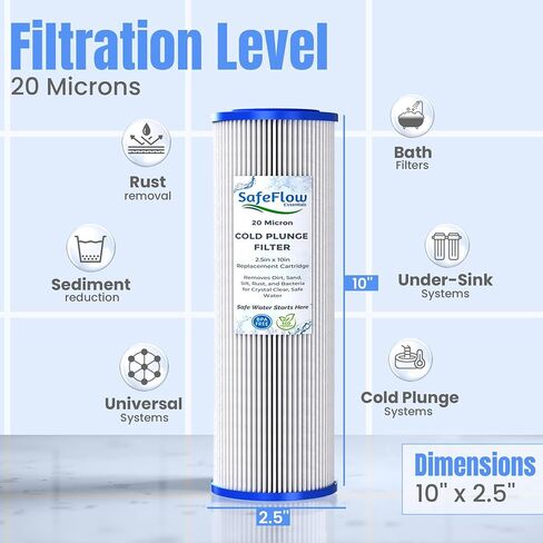 10in Ice Bath Chiller Filters 20 Micron 10" x 2.5" Water Filter Replacement Cartridge – Fits Ice Pod Cold Plunge Water Chiller, Cold Plunge Filters, Water Filter for Cold Plunge (4) in Saudi Arabia