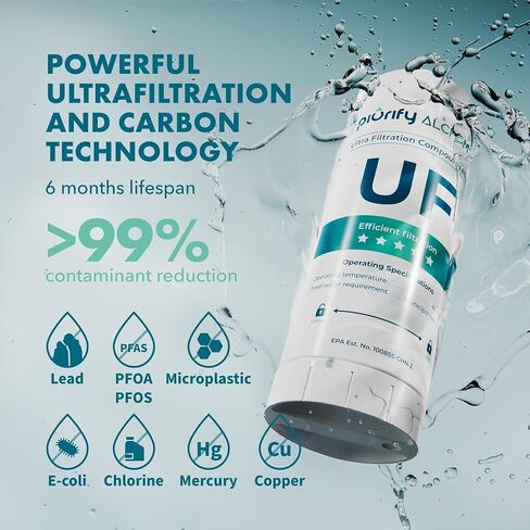 إبريق تصفية المياه الكهربائية كونترتوب مع الترشيح الفائق لمدة 6 أشهر - ترشيح سريع لمدة 2 دقيقة ، يزيل 99 ٪ من الرصاص ، PFAs ، Mercury & الكلور - BPA Free ، سعة 50 أوقية in Kuwait