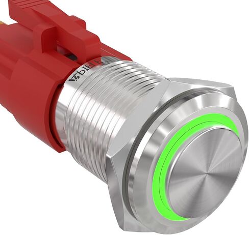 apilee 16mm دفع زر التبديل إغلاق 12 فولت على قذيفة من الألومنيوم مع LED ، غطاء مستدير عالي المقاومة للماء لثقب التثبيت 0.63 بوصة مع قابس سلك سلك (قذيفة سوداء/أبيض) in Kuwait