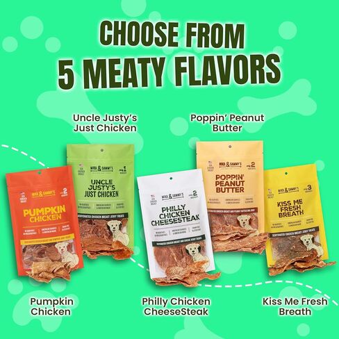 Gourmet Jerky Dog Treats - Natural Dog Treat Chicken Jerky for Dogs, Nutritious and Tasty Dog Jerky Treats Made in USA only, Cage-Free Chicken, No Additives(Mika & Sammy's Unlcle Justy's 5 oz) in Kuwait