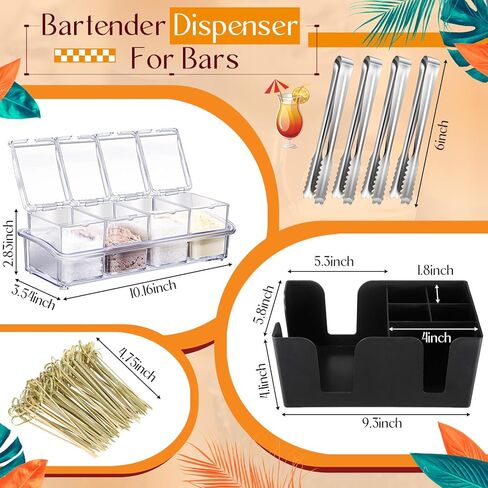 دندات 15 PCS بار ملحقات العلبة 32 أوقية البلاستيك زجاجات طويلة الرقبة مع سرعات الصبغات spouts كبسولات بار الزجاج RIMMER صينية البار البلاستيكية accsities store و dorp منظم للبار in Kuwait