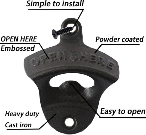 Black Bottle Opener Wall Mounted Cast Iron Beer Cap Opener Mountable in Saudi Arabia