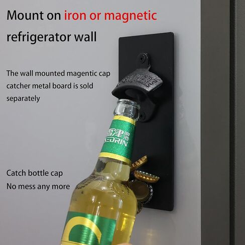 Black Bottle Opener Wall Mounted Cast Iron Beer Cap Opener Mountable in Saudi Arabia