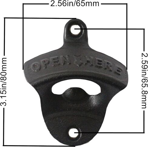 Black Bottle Opener Wall Mounted Cast Iron Beer Cap Opener Mountable in Saudi Arabia