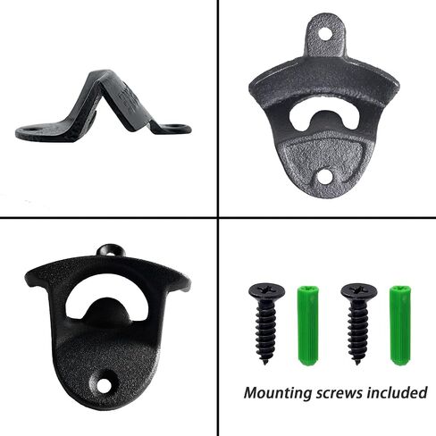 Black Bottle Opener Wall Mounted Cast Iron Beer Cap Opener Mountable in Saudi Arabia