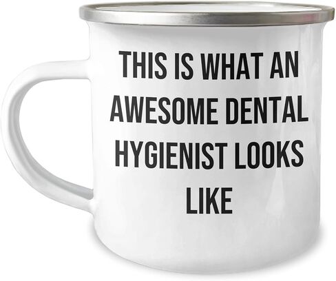 Inspirational Dental Hygienist Gifts - This Is What An Awesome Dental Hygienist Looks Like Enamel Camping Mug for Christmas - Gifts from Friends to Loved Ones in Saudi Arabia
