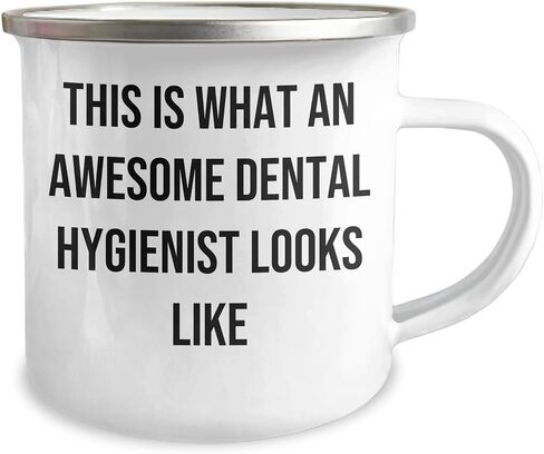 Inspirational Dental Hygienist Gifts - This Is What An Awesome Dental Hygienist Looks Like Enamel Camping Mug for Christmas - Gifts from Friends to Loved Ones in Saudi Arabia