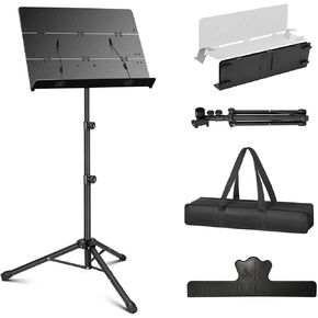 حامل موسيقى ورقة محمولة-2 في 1 حامل موسيقى قابلة للطي ثنائي الاستخدام وقف مكتب سطح المكتب مع حقيبة حمل ، حامل معدني Tri-Fold مع حامل قابل للتعديل مع حامل مقطع ورقة الموسيقى in Kuwait
