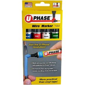 U-Mark U-Phase® Wire Marker مجموعة واحدة من الأزرق/الأحمر/الأبيض/الأخضر (حزمة 4) 10718psa in Kuwait