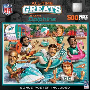 روائع 500 قطعة رياضية بانوراما للبالغين - NFL Miami Dolphins All -Time - 15x21 in Kuwait