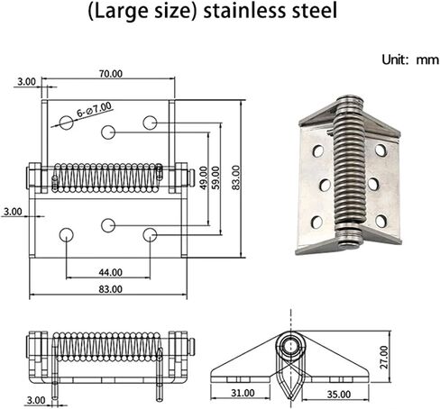 Heavy Duty Hinge with Automatic Spring Closure and Reset Function Made of 304 Stainless Steel 1Pcs(Small) in Saudi Arabia