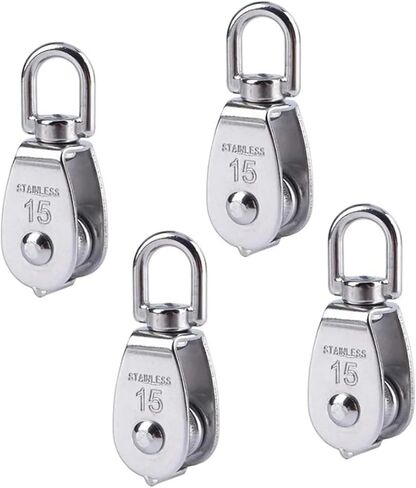 2/4 Pieces of M15 Lifting Single Pulley Roller Stainless Steel Heavy-Duty Single Pulley(2pcs) in Saudi Arabia