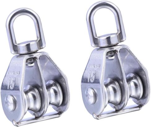 Homoyoyo Heavy Duty Stainless Steel Pulley Dual Sheaved Size 35kg Load Easy to Assemble in Kuwait
