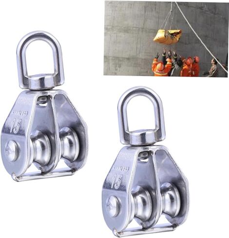 Homoyoyo Heavy Duty Stainless Steel Pulley Dual Sheaved Size 35kg Load Easy to Assemble in Kuwait