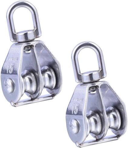 Homoyoyo Heavy Duty Stainless Steel Pulley Dual Sheaved Size 35kg Load Easy to Assemble in Kuwait
