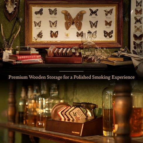 Cocktail Whiskey Smoker Kit with Torch, Wooden Box & Stand | Premium USA Walnut Smoker & 4 Flavors Natural Wood Chips | Old Fashioned Smoker Kit | Bourbon Gifts for Men in Saudi Arabia