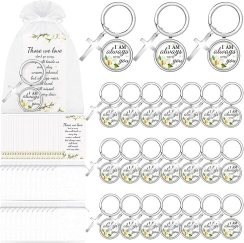 24 Set Cardinal Gifts for Women Memorial Keychain Metal Red Bird Cardinal Keychain with Cross Funeral Favors in Saudi Arabia
