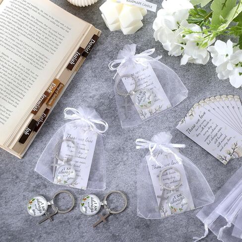 24 Set Cardinal Gifts for Women Memorial Keychain Metal Red Bird Cardinal Keychain with Cross Funeral Favors in Saudi Arabia