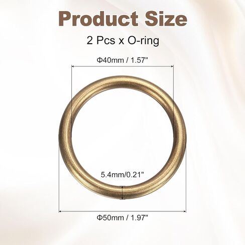 uxcell 2Pcs H59 Brass O Ring, 1.97" OD. 1.57" Thickness Brass Seamless Welded Circle Loop Round Ring Buckles for Luggage Webbing Craft DIY Decoration Accessories, Bronze in Saudi Arabia