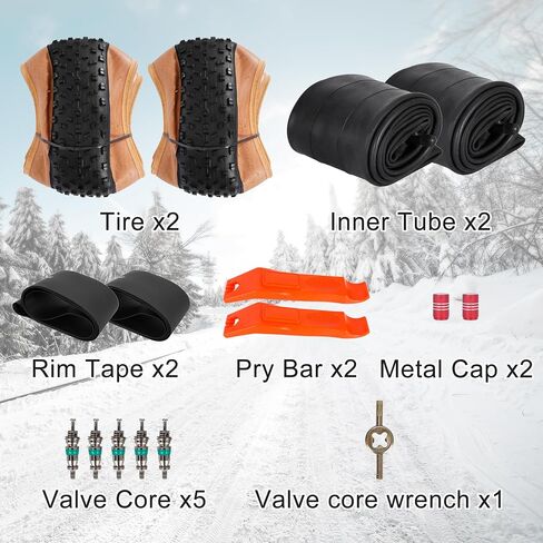 مجموعة من الإطارات والأنبوب 20x4.0 ، مجموعة إطارات قابلة للطي مقاومة للثقب ، مجموعة 102-406 متوافقة مع الدراجة الجبلية للدراجة الجبلية MTB MTB All-Terrain Directial Sideals Skin 33TPI in Kuwait